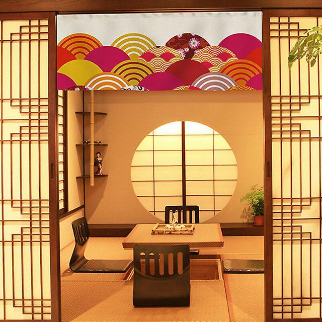 Cortina de puerta XianweiShao de algodón de lino Noren japonés estampado decoración del hogar
