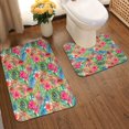 thumbnail image 2 of Xecao Peacock Feathers And Flowers 2-Piece Vintage Seamless Anti-Skid Mat Set, featuring a stylish pattern for a safe and elegant toilet rug experience, 2 of 6