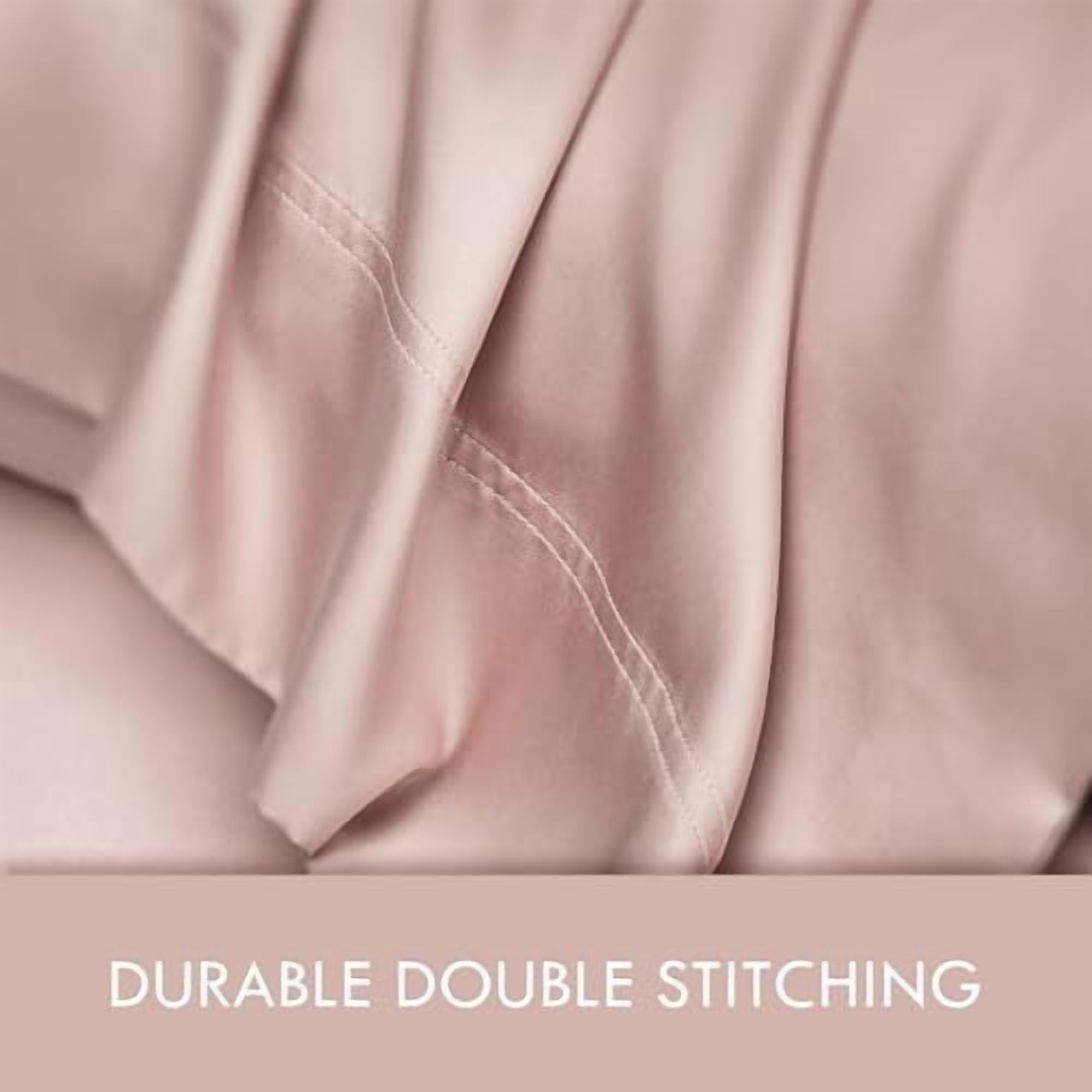 ClevaHome 4-Piece King Bamboo Bed Sheet Set, 100% Organic Cooling Fabric, 16" Deep Pocket, Pink