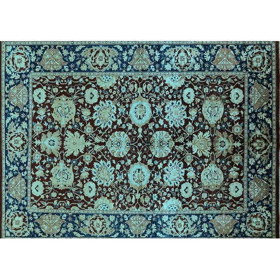 Ahgly Company Indoor Rectangle Oriental Light Blue Industrial Area Rugs, 8' x 12'