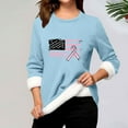 thumbnail image 3 of Women's Fleece Sherpa Lined Sweater America Flag Graphic Cute Thermal Pullover Tops Warm Outdoor Thick Tops Jumper, 3 of 3