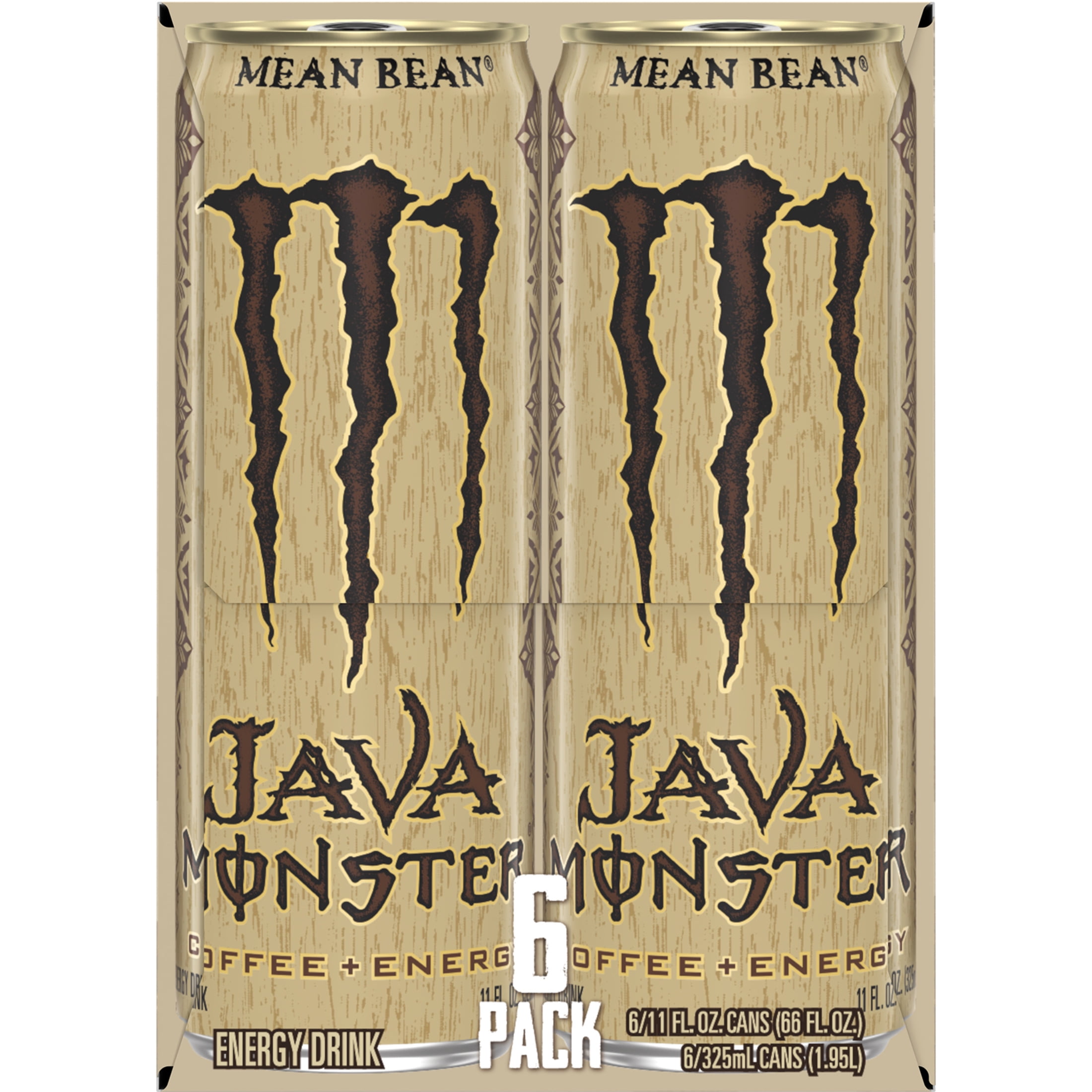 Monster Energy Java, Mean Bean, Energy + Coffee, Energy Drink, 6 Pack - 11 Fl Oz