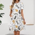 thumbnail image 2 of Funny Cartoon Cute Cat Red Orange Gray Short Sleeve Dress Women Summer Evening Dresses Ladies Sundress, 2 of 7