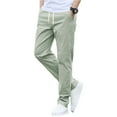 thumbnail image 2 of Men's Casual Elastic Waistband Drawstring Breathable Solid Color Pants, Loose Fit Trousers for Daily Wear and Relaxation,Light Green,XL, 2 of 4