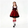 thumbnail image 6 of Kids Lace Maid Oktoberfest Costume Dress, Short Sleeve Girls Summer Festival Casual Apparel Dresses for Little Girls 3-11 Years Wine 9-10 Years, 6 of 8