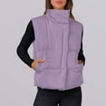 thumbnail image 5 of ZQUUVOU Women's Zip Up Puffer Vest Collar Fall Winter Warm Sleeveless Down Jacket with Pocket Lightweight Outerwear Purple, 5 of 9