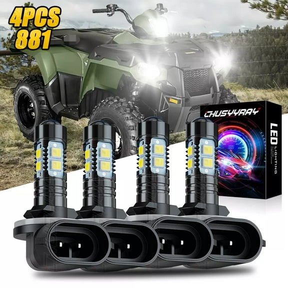 881 LED Headlight Bulbs - for Honda UTVs Pioneer 500 700 4 Pack Bright White 6000K