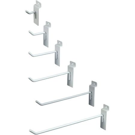 

4 White Slatwall Hooks Slatwall Display Panel Hangers - 10 Pack
