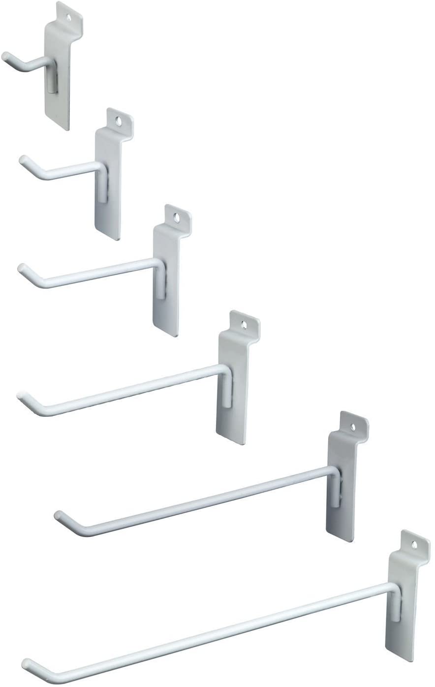 1 White Slatwall Hooks Slatwall Display Panel Hangers 6 Pack