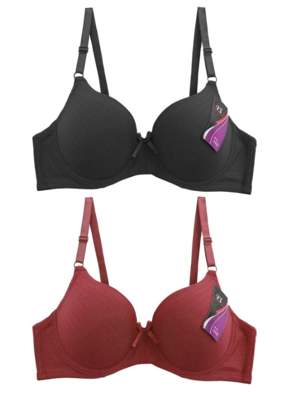 Women's Supportive Molded Cup Cotton Blend Bra Pack of 6 Assorted Colors B191 (B, 34)