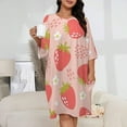 thumbnail image 2 of Strawberries Colorful Pink Red Green Sleepshirts For Sleeping Travels Loose Sleepdress Pajama Dress Soft Nightdress Sleepwear, 2 of 7