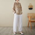 thumbnail image 2 of Conjunto de dos piezas formado por camisa y pantalón ancho y manga media con estampado artístico para mujer, verano, novedad, 2 of 4