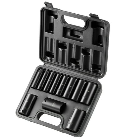 

SKYSHALO 3/8 Drive Deep Impact Socket Set SAE 11 Pcs 5/16 -1 6-Point CR-V Steel for Vehicle Maintenance Clear Size Labels Durable Build Comes with Case
