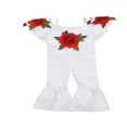 thumbnail image 1 of Baby Girl Off shoulder Flower Romper Trousers Outfit Clothes, 1 of 5
