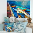 thumbnail image 3 of Designart 'Boats and Pier in Blue Shade ' Seascape Canvas Art Print, 3 of 3