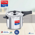 thumbnail image 2 of Prestige Popular Svachh Spillage Control Stainless Steel Pressure Cooker, 5L, Silver, 2 of 6
