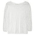 thumbnail image 4 of Olyvenn Lace Blouses for Women Dressy Casual Tunic Tops Loose Fit Crew Neck Lace Long Sleeve Tops Hollowed Pleated Office Work Outfits White XL, 4 of 7