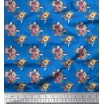 thumbnail image 1 of Soimoi Blue polyester Crepe Fabric Leaves & Ranunculus Floral Printed Craft Fabric by the Yard 42 Inch Wide, 1 of 3