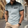 thumbnail image 2 of Men's Shirts 2025 Short Sleeve Casual T Shirt Color Block Slim Fit Golf Shirts with Pocket, 2 of 5