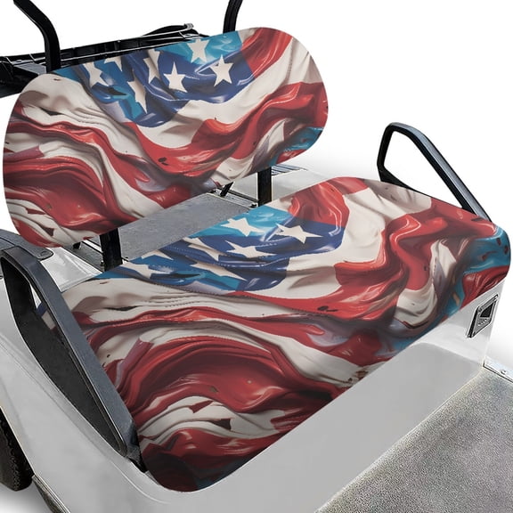 Pzuqiu 2 Piece Golf Cart Seat Covers Soft Easy to Install, Compatible with Outdoor Sports Golf Car Seat Golf Seat Covers(US Flag)