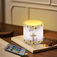 thumbnail image 3 of Kuiaobaty 4 Pieces Flickering Flameless LED Lights Candles Battery Powered LED Candles for Valentine Party Wedding Birthday Party Outdoor with Remote Cross Sunflower Lavender Flower Pattern, 3 of 7