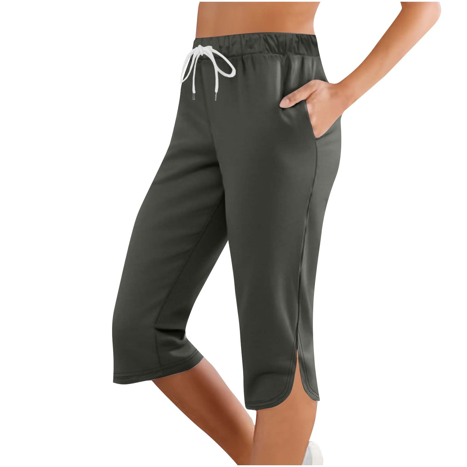 QATAINLAV Capris For Women With Pockets 2025 High Waisted Pull On Plus Size Capri Pants Summer Casual Beach Petite Yoga Pant Blue XXXXXL Ofertas De Hoy En Liquidación
