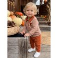 thumbnail image 4 of Cenuakty Toddler Boys Thanksgiving Outfits Striped Long Sleeve Sweatshirt and Pants, 4 of 9