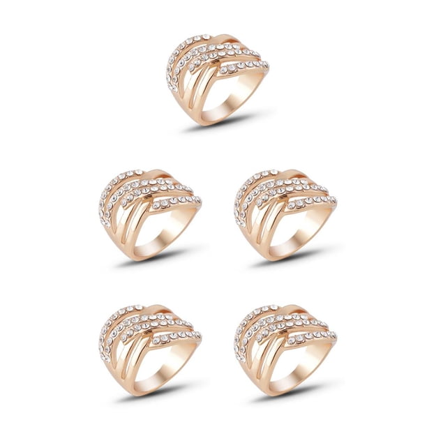 Minnieouse Anillo de cristal de aleación para mujer, joyería artística para nudillos de boda, esposa, cumpleaños, oficina, dama, regalo personalizado, Tamaño 8 5piezas Minnieouse CBP224964