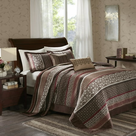 Red Cambridge Jacquard Bedspread Set Queen 5pc