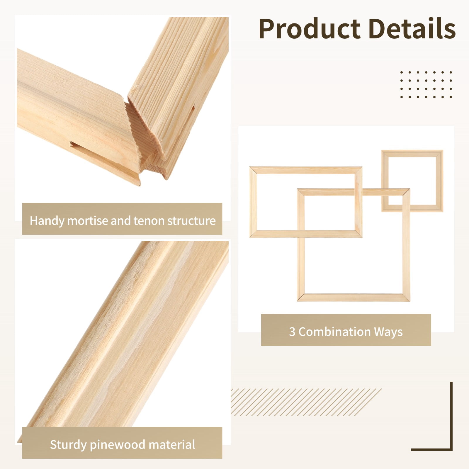 Needlepoint Stretcher Bar Set. 6 Sizes, Canvas Stretcher Bars, Needlework Art Supplies, Wood Canvas Needlepoint Frames, Easy Assembly, Ideal for Embroidery, Needlework Projects