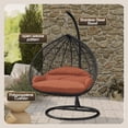thumbnail image 3 of LeisureMod Hanging Swing Chair Two-Person Seater Egg Chair Black Frame in Teardrop Design with Armrest Removable Zippered Washable Polyester Cushion Cover for Indoor and Patio Recluse Collection, 3 of 11