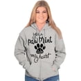 thumbnail image 4 of Paw Print In My Heart Cute Pet Owner Zip Hoodie Sweatshirt Women Brisco Brands S, 4 of 5