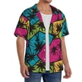 thumbnail image 2 of KLL Hawaii Palms Print Men's Shirt Short Sleeve Button Down Summer Cuba Beach Shirts- Large, 2 of 5