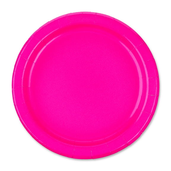 Disposable Paper Plates, 7", Neon Pink, 70 Count, by Way To Celebrate