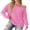 04-Pink, variant on JWD Womens Off Shoulder Tops Long Sleeve Casual Loose Fit Pullover Shirts Relaxed Fit Blouse Wine Red L