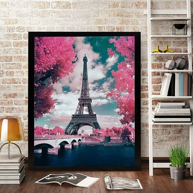 Pink Romantic Eiffel Tower, 5D Diamond Painting Kits