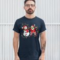 thumbnail image 3 of Tee Hunt Snowman Dabbing with Santa Claus T-shirt Dab Dance Merry Christmas Men's Tee, Navy Blue, Medium, 3 of 5