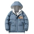 thumbnail image 4 of Odeerbi Teen Boys Girls Hooded Puffer Jacket Halloween Pumpkin Winter Coats Thermal Padded Coat Down Jacket Warm Clothes 5-16 Years Kids Long Sleeve Outerwear Heavy Coat Blue, 4 of 8