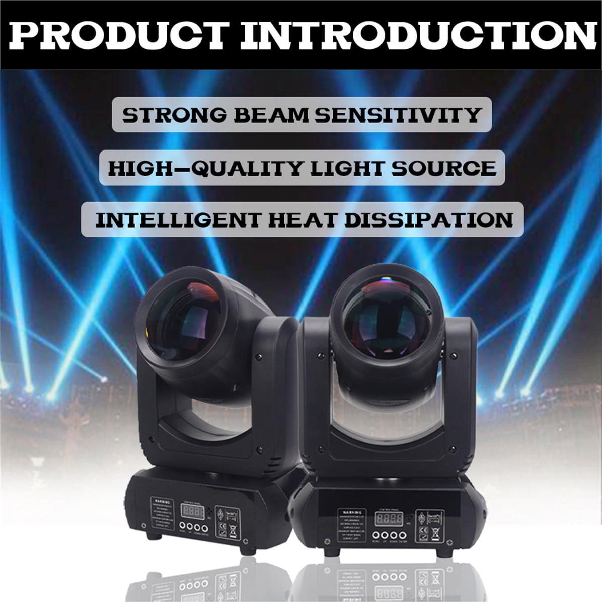 2Pcs Mini 150W LED Moving Head Light with 18 Rotating Prisms, Dj Dmx Stage Light Effect Disco Bar Wedding Club