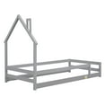 thumbnail image 5 of Euroco Twin Size House Bed, Low Profile Floor Bed with Chimney, Gray, 5 of 16