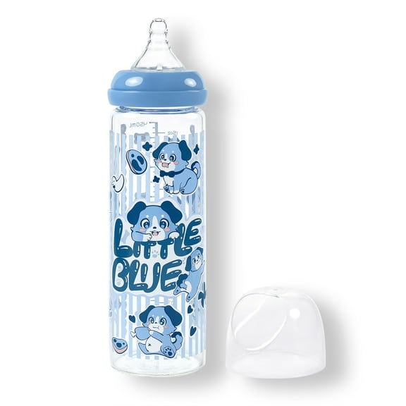 LittleForBig Adult Bottle Ultra Printed Specialty Oversized Glass Feeding Little Blue Pattern