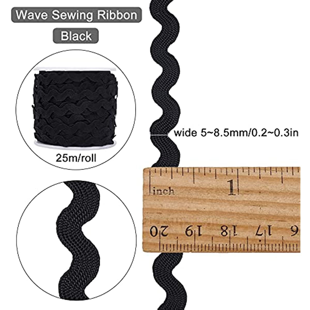 ECYC Ltd 27 Yard Wave Bending Fringe Trim Ribbon Sewing Lace Trim Ribbon  Rick Rack Trim for Sewing Accessory DIY Clothes Dress Flower Crafts Making