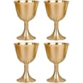 thumbnail image 2 of QUTETN Small Copper Wine Goblet, 4pcs Brass Chalice Glasses Golden Communion Cup Offering Cup Buddhist Water Bowl Metal Wine Shot Glass for Church Ritual Cocktail ( 5. 1.97inch 0.85oz), 2 of 4