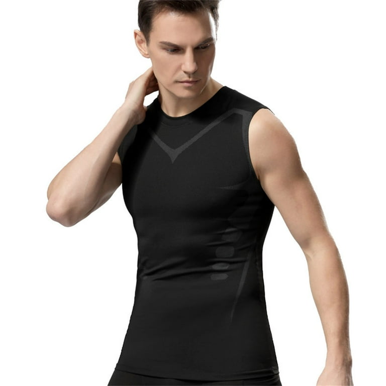 Compression Shirts for Men, Men Slimming Body Shaper Ionic Vest, Guys Men  Chest Gynecomastia Compression Top for Men, Sports Fitness Shaping Tank  Top