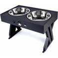 thumbnail image 2 of Soporte elevado para cuencos para perros, 2 cuencos de acero inoxidable de 1140 ml, cuencos ajustables para perros y gatos grandes, base antideslizante (negro), 2 of 5