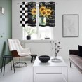 thumbnail image 4 of Sunflower Kitchen Curtains Small Short 39 Inch Length, Black White Check Farmhouse Bee Vase Floral Grommet Top Bedroom Living Room Curtains, Light Filtering Cafe Curtain Drapes 2 Panels Set 55''x39'', 4 of 9