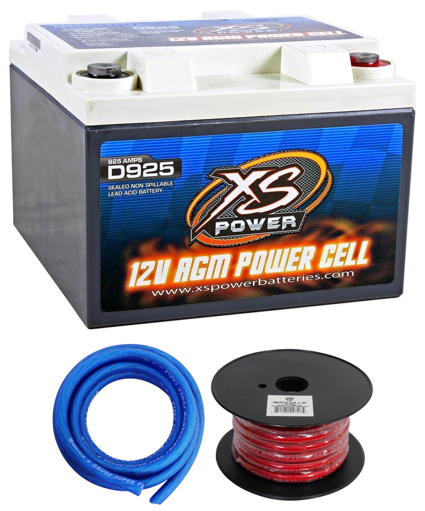 XS Power D925 2000 Amp Car Audio Battery+Terminal Hardware+Power/Ground