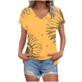 thumbnail image 2 of IchuanyiVintage Flowers V Neck Shirt for Women Boho Floral Wildflowers Graphic Tee Casual Cottagecore Summer T Shirt, 2 of 5
