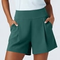 thumbnail image 2 of Miluxas Women's High Waisted Pleated Shorts Lightweight Flowy Casual Wide Leg Shorts with Pockets Comfy Summer Shorts for Yoga Workout Army Green, 2 of 7