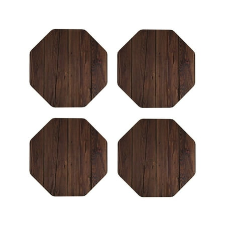 

Leather Coasters Set of 4 - Vintage Wood Lightweight Non-Slip Drink Coasters for Desk Anti-Scalding Desk Cup Coasters for Office Table Decor Octagon